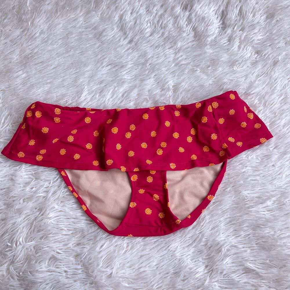 Sundance Catalog Slit Skirted Bikini Bottom Pink Orange Floral Swim Womens XS